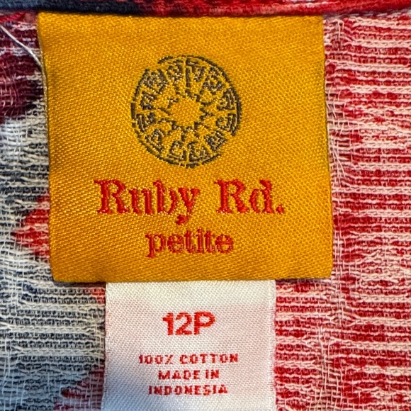 Ruby Rd. Red and Navy Floral Jacket - Picture 2 of 3